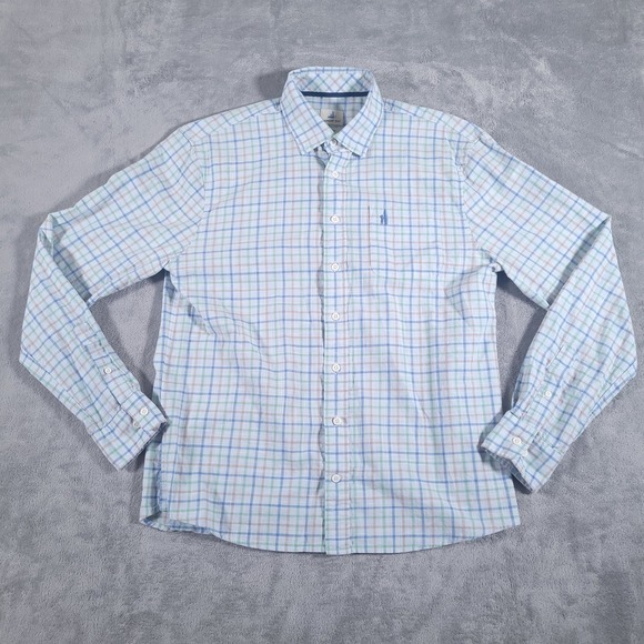 johnnie-O Shirt Mens Medium Plaid Hangin Out Button Down Pocket Casual Preppy - Picture 1 of 10